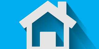 Home-Symbol vor blauem Hintergrund